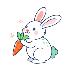 bunny with carrot vector icon, easter vector illustration - simple illustration of bunny with carrot perfect for logos, and easter-themed designs.