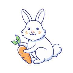 bunny with carrot vector icon, easter vector illustration - simple illustration of bunny with carrot perfect for logos, and easter-themed designs.