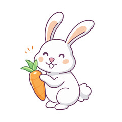 bunny with carrot vector icon, easter vector illustration - simple illustration of bunny with carrot perfect for logos, and easter-themed designs.