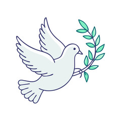 dove with olive branch vector icon, easter vector illustration - simple illustration of dove with olive branch perfect for logos, and easter-themed designs.