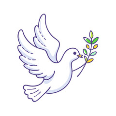 dove with olive branch vector icon, easter vector illustration - simple illustration of dove with olive branch perfect for logos, and easter-themed designs.