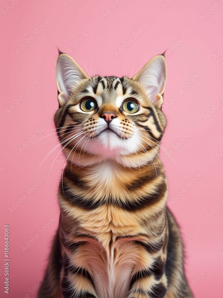 Aufkleber Funny Cat Is Isolated Above A Pink Background With Copy Space For Text In This Web Banner Template. 00002