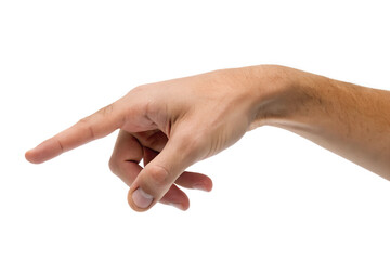 a hand wants to touch something on white