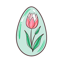hand painted tulip egg vector icon, easter vector illustration - simple illustration of hand painted tulip egg perfect for logos, and easter-themed designs.
