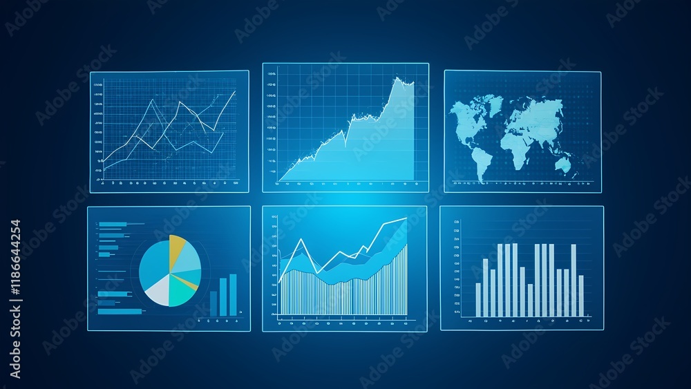 Poster data visualization insights for global business trends digital display analytical environment inform