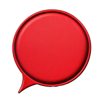 Red speech bubble isolated on transparent background, PNG