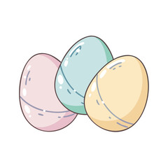 pastel colored eggs vector icon, easter vector illustration - simple illustration of pastel colored eggs perfect for logos, and easter-themed designs.