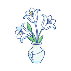 white lilies in vase vector icon, easter vector illustration - simple illustration of white lilies in vase perfect for logos, and easter-themed designs.