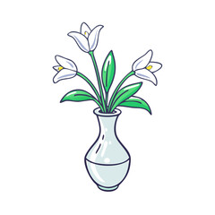 white lilies in vase vector icon, easter vector illustration - simple illustration of white lilies in vase perfect for logos, and easter-themed designs.