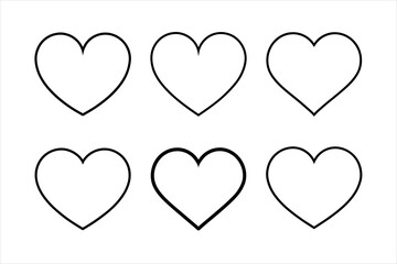 Simple black outline heart shapes on white background