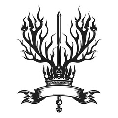 elegant illustration of a king's sword and shield
