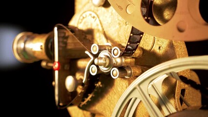 Old film projector 16mm , close up shot