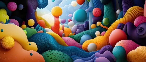 [Vibrant digital art spheres in tunnel background] Whimsical Digital Spheres in Vibrant Abstract Space