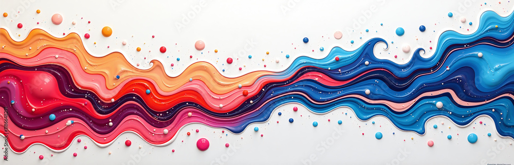 Poster free flowing cells of color in white, creating a vibrant abstract effect through pouring techniques 