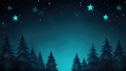 Fototapeta premium Night sky with glowing stars above a dark forest.