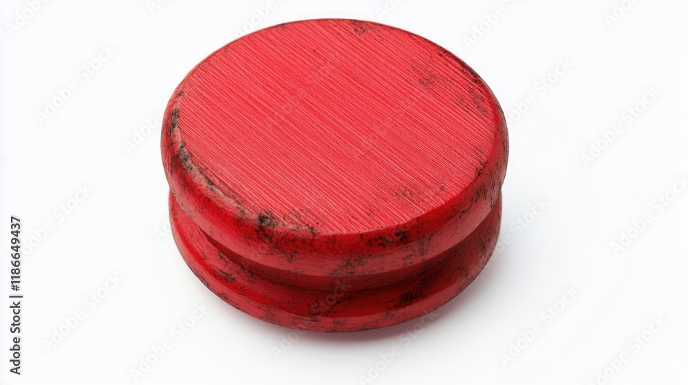Poster a close-up shot of a bright red object on a white surface, suitable for use in product or design ima