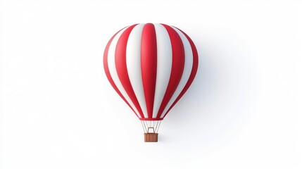 Fototapeta premium Red and white striped hot air balloon isolated on white background.