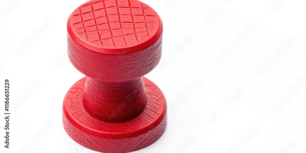 Poster close-up view of a red object on a white surface, suitable for use in product or design showcases