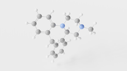 mianserin molecule 3d, molecular structure, ball and stick model, structural chemical formula antidepressant