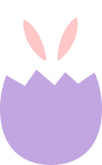 bunny hiding in egg flat vector illustration.
Rabbit hide in egg icon isolated.
Transparent background.