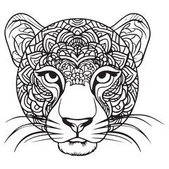 Leopard line art design for coloring book for adult, tattoo, t shirt design and so on