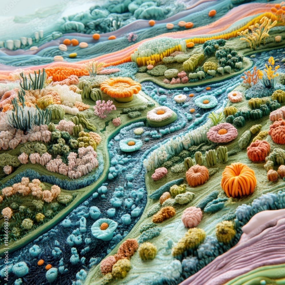Fototapete bacterial landscapes with vibrant colors and intricate textures creating a unique abstract environme