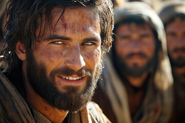 A detailed view of a man's face with a thick beard, ideal for use in portraiture or as a character reference