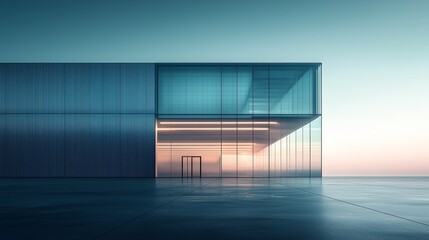 Modern Architectural Design of a Minimalist Glass Building