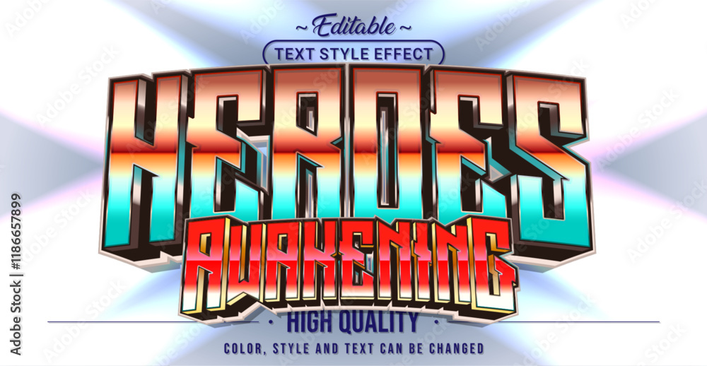 Poster Editable text style effect - Heroes Awakening text style theme.