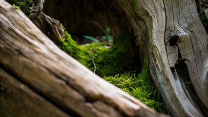 Forest-Inspired Wood Texture with Moss and Weathered Details