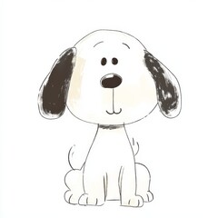 Handwritten style, dog illustration, cute, simple, white background