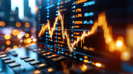 Visual representation of financial data with graphs and charts, showcasing market trends and analysis. vibrant colors and dynamic lines illustrate economic fluctuations and trading activity