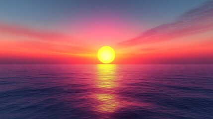 Vibrant sunset over calm ocean. (10)