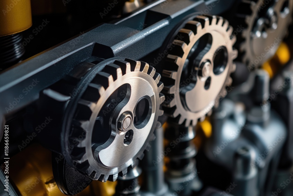 Poster close-up view of machine gears