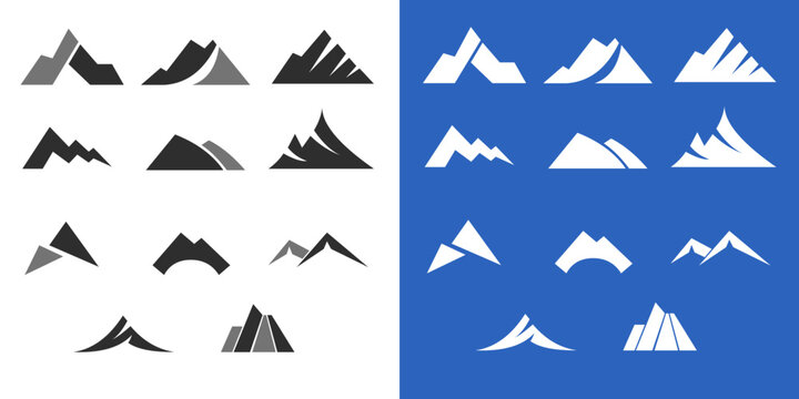Mountain silhouette icon vector set for logo
