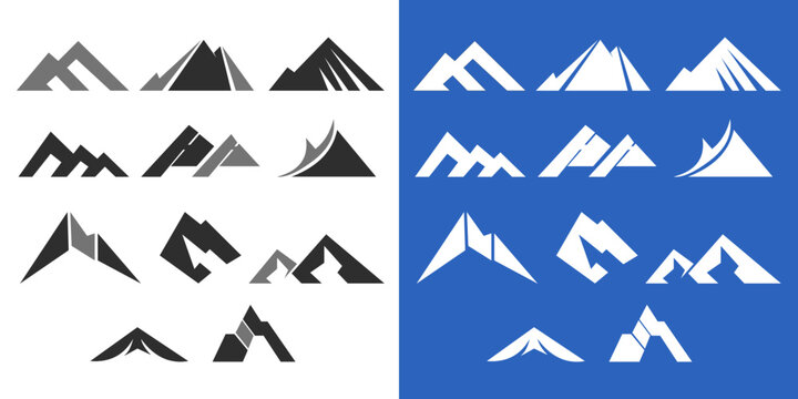 Mountain silhouette icon vector set for logo