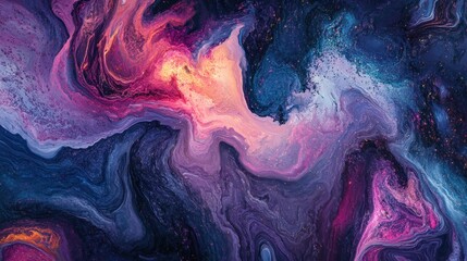 Abstract Cosmic Swirls of Color and Glitter