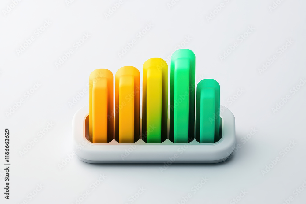 Poster colorful bar graph representing data trends and analytics on a white background. isolated on white b