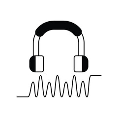 Sound Waves glyph icon with white background vector stock illustration
