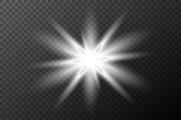 Light effect isolated flare, tire explosion, dust line, solar flare, star spark, sunlight, vector background	