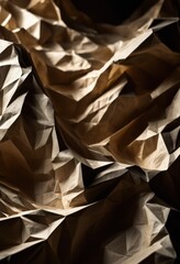 Obraz premium intricate close view dynamic crumpled paper backgrounds highlighting unique structures, beige, craft, creation, composition, contour, depth, dimension