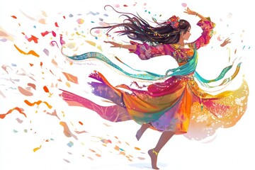Fototapeta premium Vibrant Dance of colors: A Whimsical Digital Painting