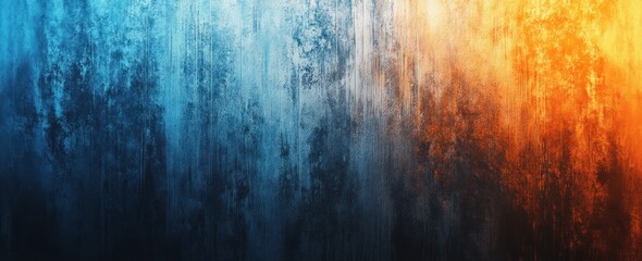 Fototapeta premium Abstract Textured Wall: Cool Blues to Warm Oranges