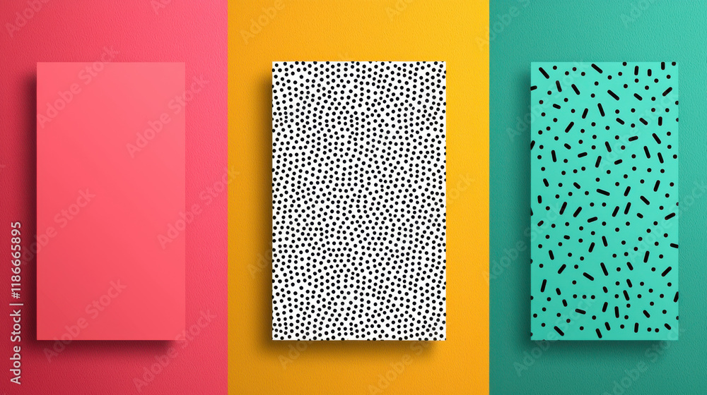 Aufkleber colorful abstract geometric patterns on vibrant backgrounds create lively visual appeal. combination