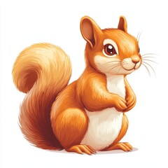 Fototapeta premium Sticker simple squirrel, side view, simple illustration on a white background.