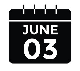  3 June - Daily calendar Icon