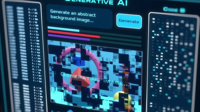 Ai image generation from a text prompt, Ai generative user interface, generating an abstract image, futuristic technology (3d render)