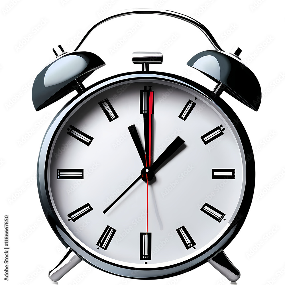 Poster classic alarm clock: time is ticking. a timeless image of a classic black twin bell alarm clock, sho