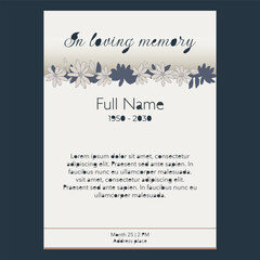 card template with beige flowers border illustration