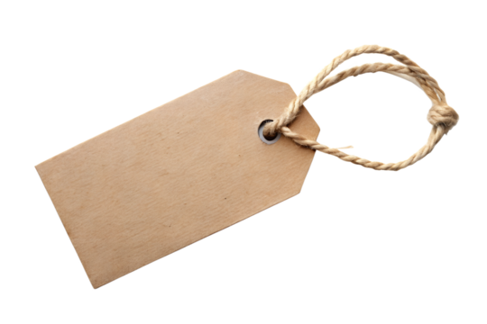 
Blank price tag tied with string isolated
